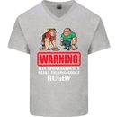 May Start Talking About Rugby Player Funny Mens V-Neck Cotton T-Shirt Sports Grey