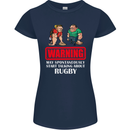 May Start Talking About Rugby Player Funny Womens Petite Cut T-Shirt Navy Blue