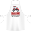May Talking About Tractors Funny Farmer Cotton Apron 100% Organic White