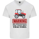 May Talking About Tractors Funny Farmer Mens V-Neck Cotton T-Shirt White