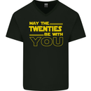 May the 20s Twenties Be With You Sci-Fi Mens V-Neck Cotton T-Shirt Black
