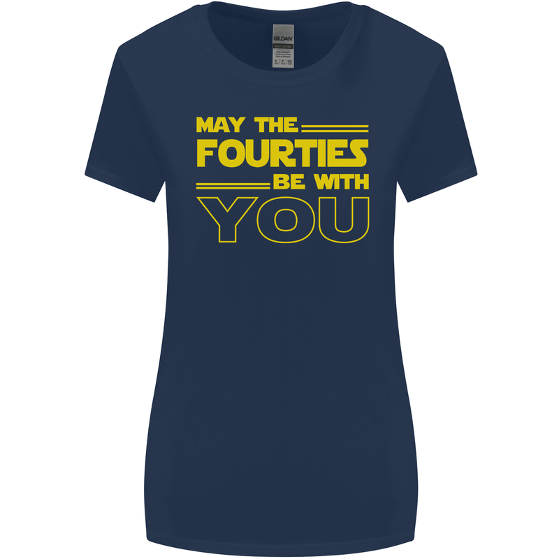 May the 40s Fourties Be With You  Sci-Fi Womens Wider Cut T-Shirt Navy Blue