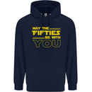 May the 50s Fifties Be With You Sci-Fi Mens 80% Cotton Hoodie Navy Blue