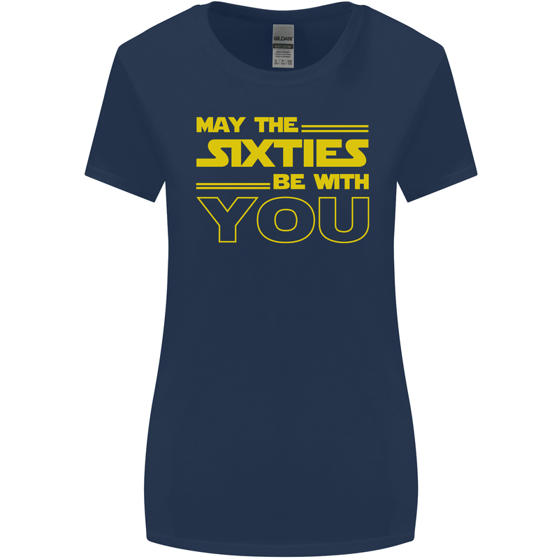 May the 60s Sixties Be With You Sci-Fi Womens Wider Cut T-Shirt Navy Blue