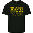 May the 70s Seventies Be With You Sci-Fi Mens Cotton T-Shirt Tee Top Black
