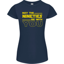 May the 90s Nineties Be With You Sci-Fi Womens Petite Cut T-Shirt Navy Blue