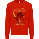 May the Force Be Shih Tzu Dog Funny Kids Sweatshirt Jumper Bright Red