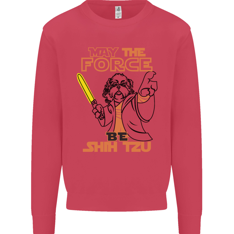May the Force Be Shih Tzu Dog Funny Kids Sweatshirt Jumper Heliconia