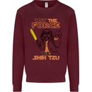 May the Force Be Shih Tzu Dog Funny Kids Sweatshirt Jumper Maroon