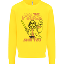 May the Force Be Shih Tzu Dog Funny Kids Sweatshirt Jumper Yellow