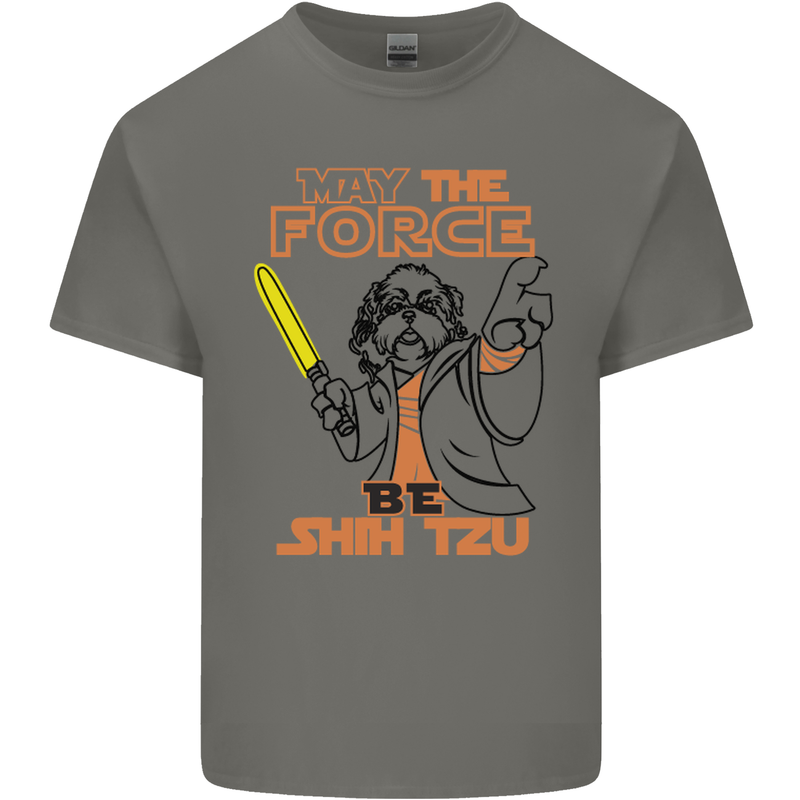 May the Force Be Shih Tzu Dog Funny Kids T-Shirt Childrens Charcoal