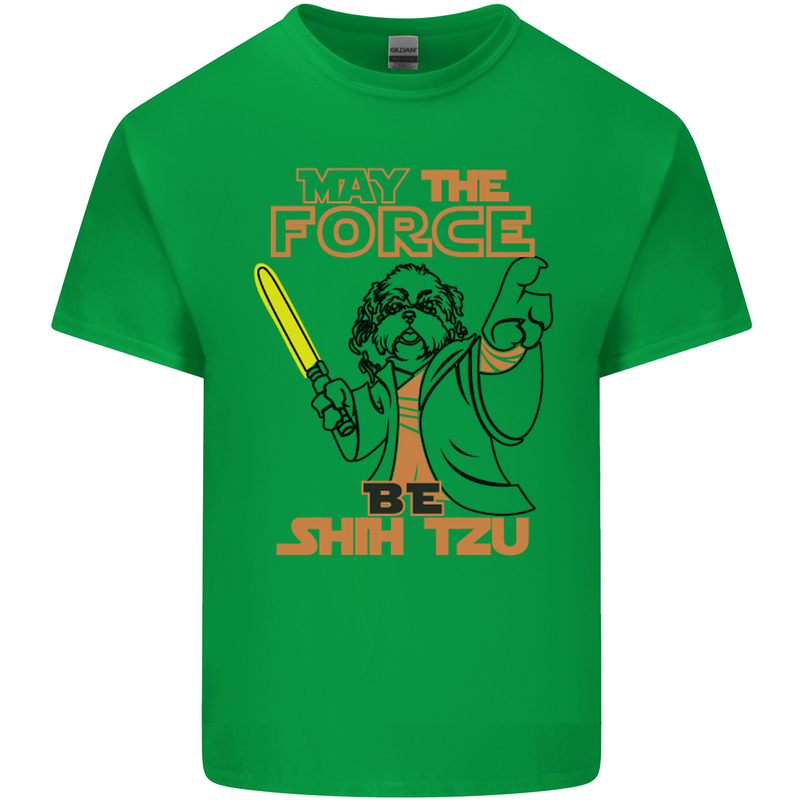 May the Force Be Shih Tzu Dog Funny Kids T-Shirt Childrens Irish Green