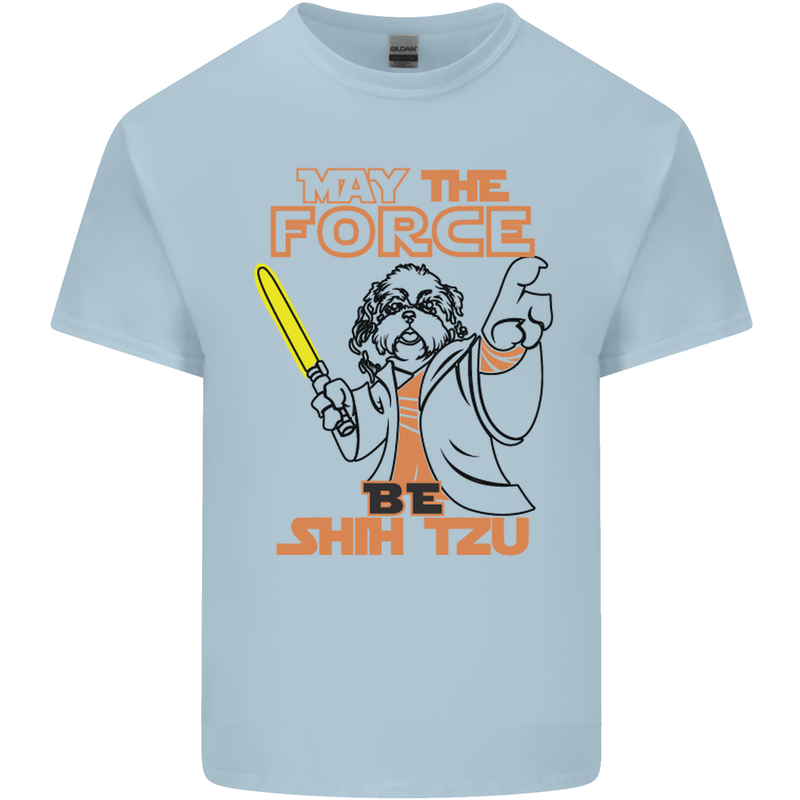 May the Force Be Shih Tzu Dog Funny Kids T-Shirt Childrens Light Blue