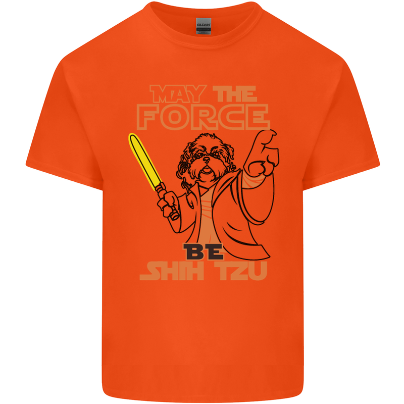 May the Force Be Shih Tzu Dog Funny Kids T-Shirt Childrens Orange