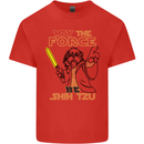 May the Force Be Shih Tzu Dog Funny Kids T-Shirt Childrens Red