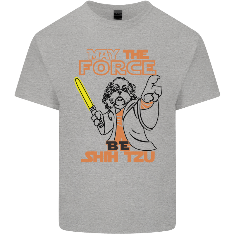 May the Force Be Shih Tzu Dog Funny Kids T-Shirt Childrens Sports Grey