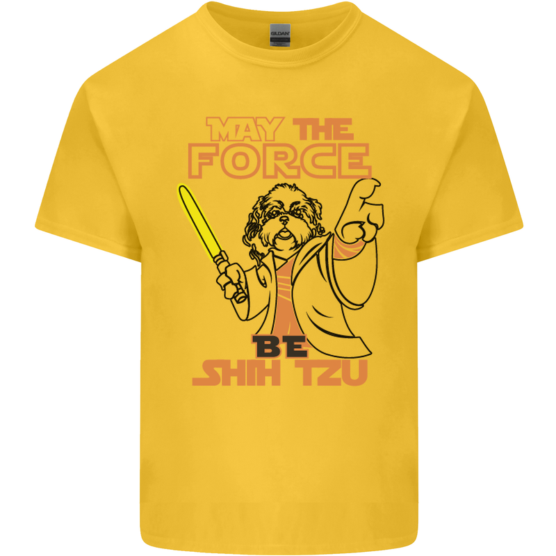 May the Force Be Shih Tzu Dog Funny Kids T-Shirt Childrens Yellow