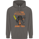 May the Force Be Shih Tzu Dog Funny Mens 80% Cotton Hoodie Charcoal