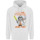 May the Force Be Shih Tzu Dog Funny Mens 80% Cotton Hoodie White