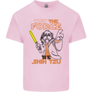 May the Force Be Shih Tzu Dog Funny Mens Cotton T-Shirt Tee Top Light Pink