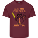 May the Force Be Shih Tzu Dog Funny Mens Cotton T-Shirt Tee Top Maroon