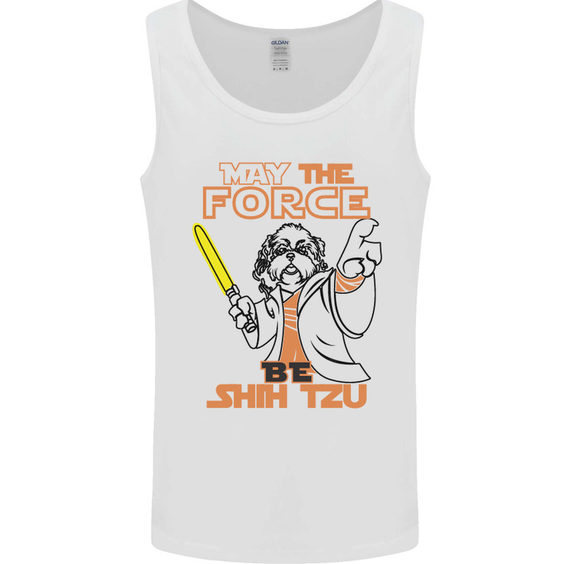 May the Force Be Shih Tzu Dog Funny Mens Vest Tank Top White