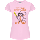 May the Force Be Shih Tzu Dog Funny Womens Petite Cut T-Shirt Light Pink