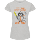 May the Force Be Shih Tzu Dog Funny Womens Petite Cut T-Shirt Sports Grey