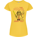 May the Force Be Shih Tzu Dog Funny Womens Petite Cut T-Shirt Yellow