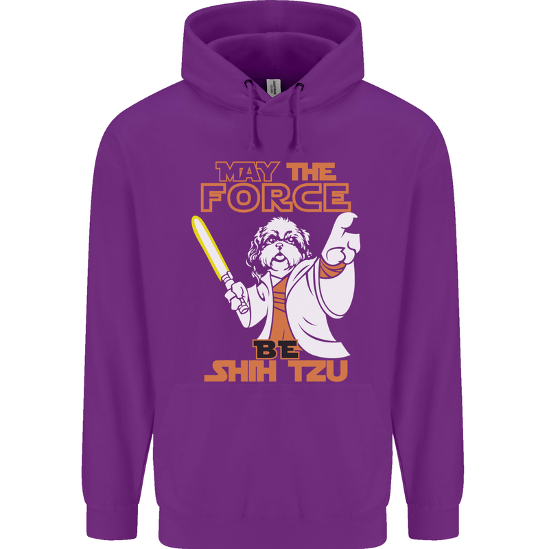 May the Force Be Shih Tzu Funny Dog Childrens Kids Hoodie Purple