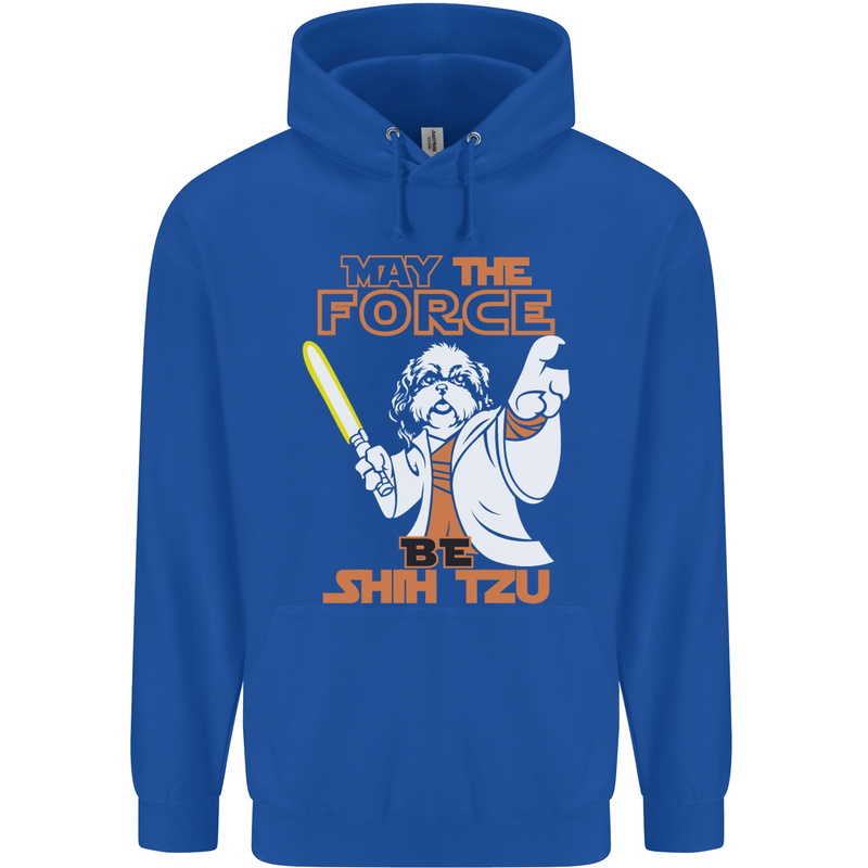 May the Force Be Shih Tzu Funny Dog Childrens Kids Hoodie Royal Blue