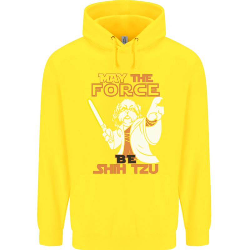 May the Force Be Shih Tzu Funny Dog Childrens Kids Hoodie Yellow