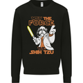 May the Force Be Shih Tzu Funny Dog Kids Sweatshirt Jumper Black