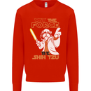 May the Force Be Shih Tzu Funny Dog Kids Sweatshirt Jumper Bright Red