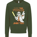 May the Force Be Shih Tzu Funny Dog Kids Sweatshirt Jumper Forest Green