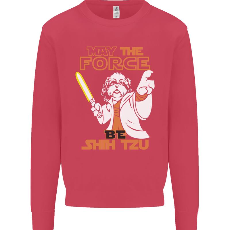 May the Force Be Shih Tzu Funny Dog Kids Sweatshirt Jumper Heliconia