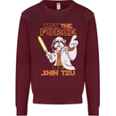May the Force Be Shih Tzu Funny Dog Kids Sweatshirt Jumper Maroon