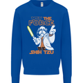 May the Force Be Shih Tzu Funny Dog Kids Sweatshirt Jumper Royal Blue
