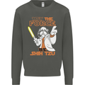 May the Force Be Shih Tzu Funny Dog Kids Sweatshirt Jumper Storm Grey