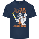 May the Force Be Shih Tzu Funny Dog Kids T-Shirt Childrens Navy Blue