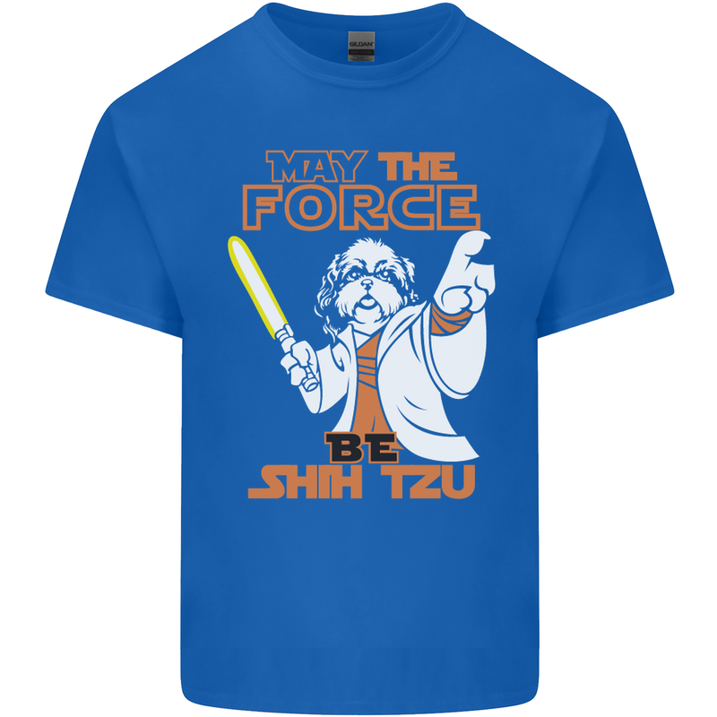 May the Force Be Shih Tzu Funny Dog Kids T-Shirt Childrens Royal Blue