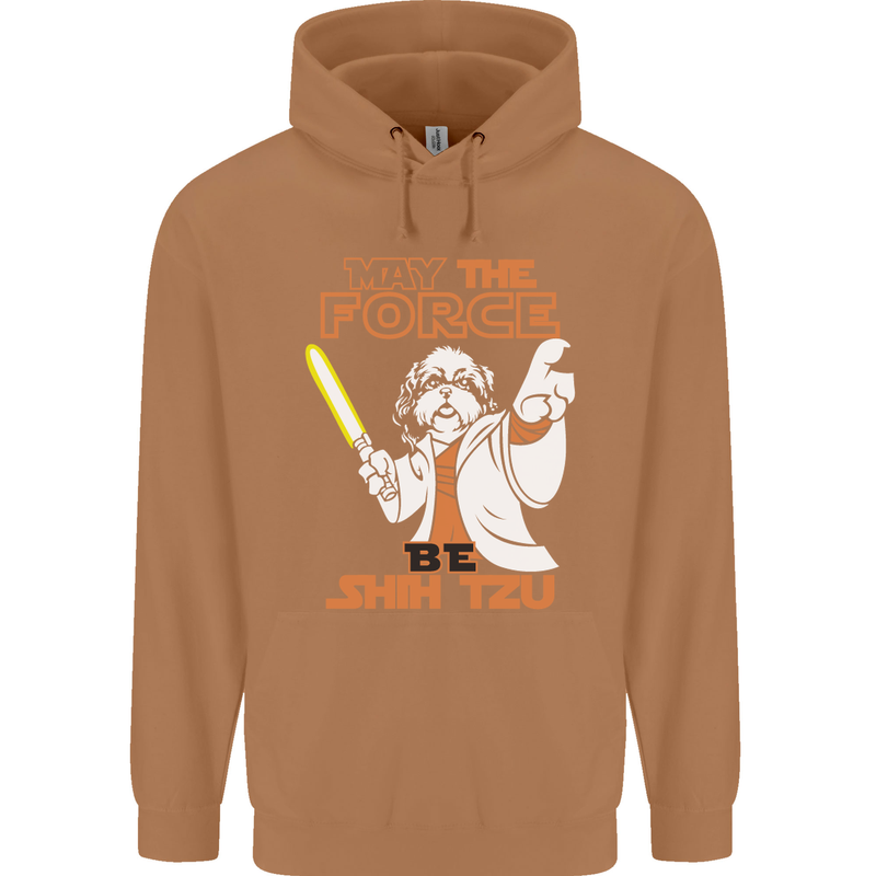 May the Force Be Shih Tzu Funny Dog Mens 80% Cotton Hoodie Caramel Latte