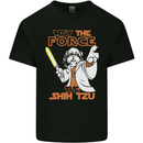 May the Force Be Shih Tzu Funny Dog Mens Cotton T-Shirt Tee Top Black