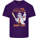 May the Force Be Shih Tzu Funny Dog Mens Cotton T-Shirt Tee Top Purple