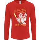 May the Force Be Shih Tzu Funny Dog Mens Long Sleeve T-Shirt Red