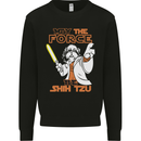 May the Force Be Shih Tzu Funny Dog Mens Sweatshirt Jumper Black