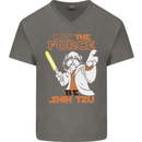 May the Force Be Shih Tzu Funny Dog Mens V-Neck Cotton T-Shirt Charcoal