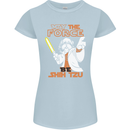 May the Force Be Shih Tzu Funny Dog Womens Petite Cut T-Shirt Light Blue