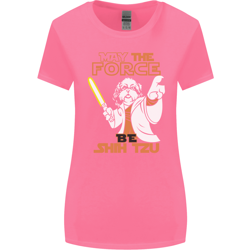 May the Force Be Shih Tzu Funny Dog Womens Wider Cut T-Shirt Azalea