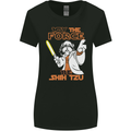 May the Force Be Shih Tzu Funny Dog Womens Wider Cut T-Shirt Black